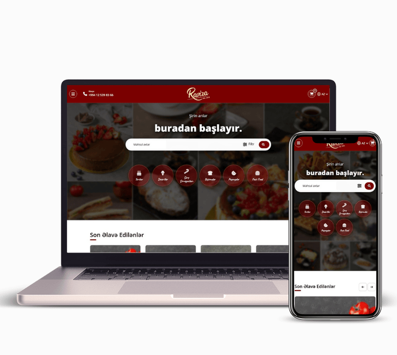 Ravira Bakery House üçün e-ticarət veb saytı